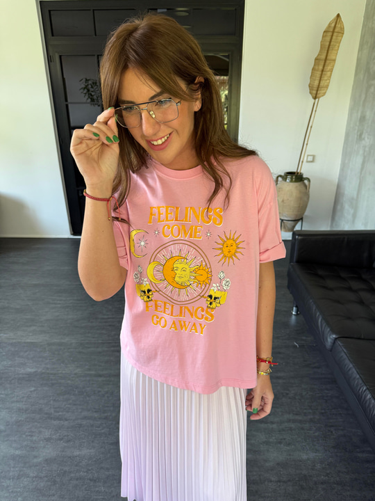 Güneş Baskılı , Pembe T-shirt