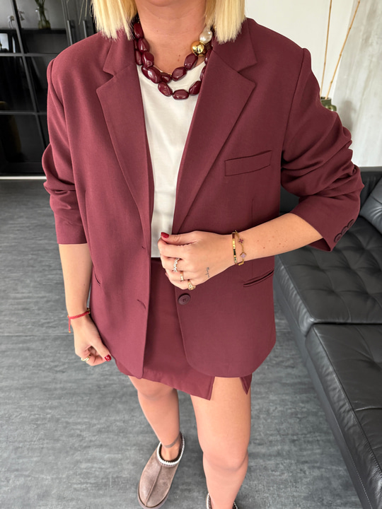 STD Beden , Bordo Renk , Premium Blazer Ceket