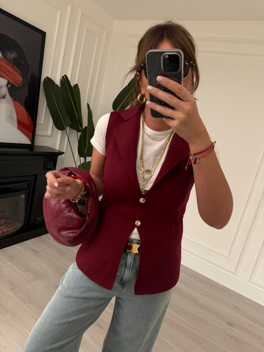 Orijinal Model , Gold Düğmeli , Çelik Örme , Bordo Yelek
