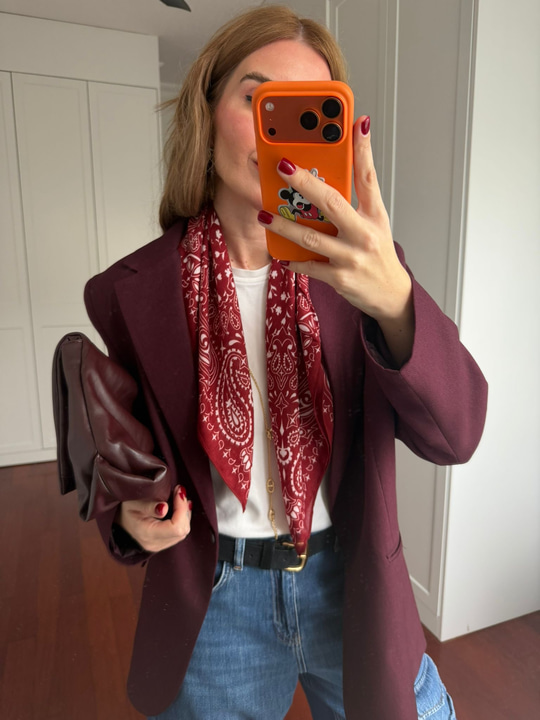 70x70 Bordo Desenli Şal
