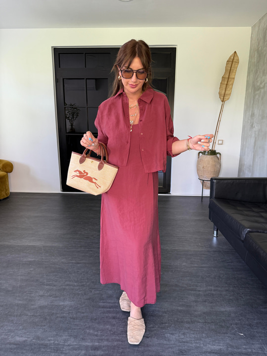 Bordo , Tencel , Gömlek & Elbise , Modal Takım
