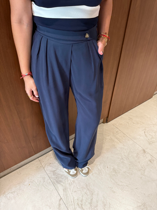 Arka Beli Komple Lastikli, Orijinal Marka Lacivert Tok Tencel Palazzo