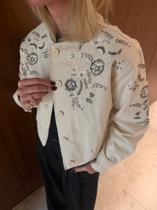 Pul & Nakış İşlemeli , Pamuklu , Gabardin Bomber Ceket