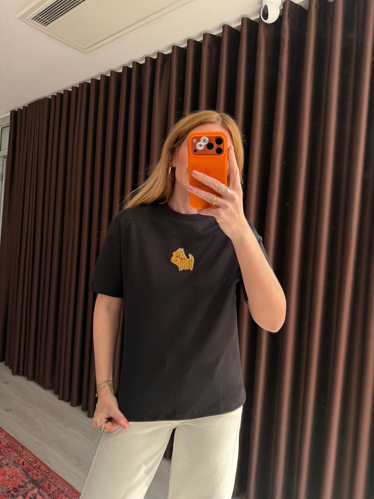 Bgm Marka , Zirkon Taş İşlemeli , %100 Cotton , Siyah T-shirt