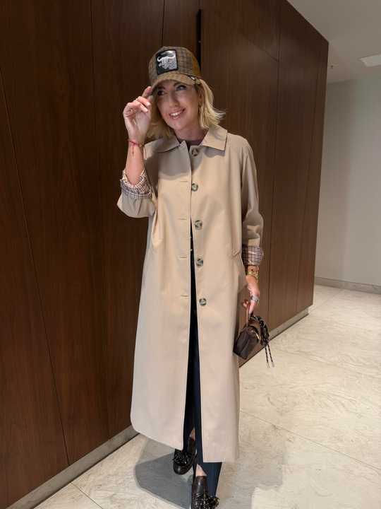 İçi Ekose Astarlı , Camel , Premium Trençkot