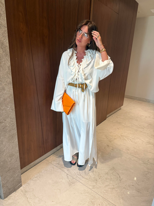 Orijinal Model , Önden Bağlamalı , Premium , Beyaz , Etek Takım