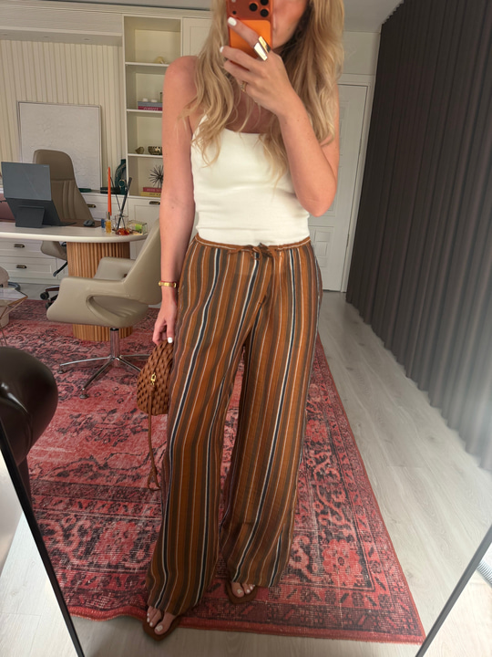Premium, Renkli Çizgili Taba Tiril Pantalon