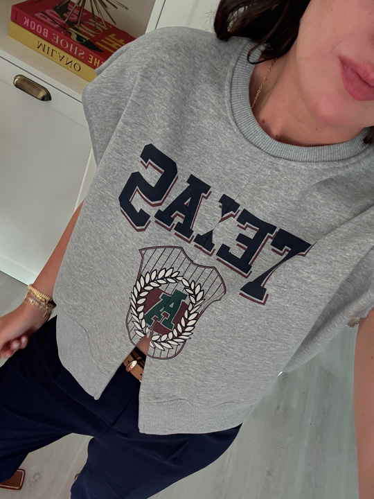 Önden Gizli Fermuarlı , Kısa Kol , Yazılı Sweat