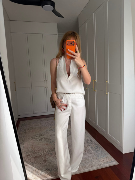 Orijinal Model , V Yaka , Premium , Ekru Tencel Jean Takım