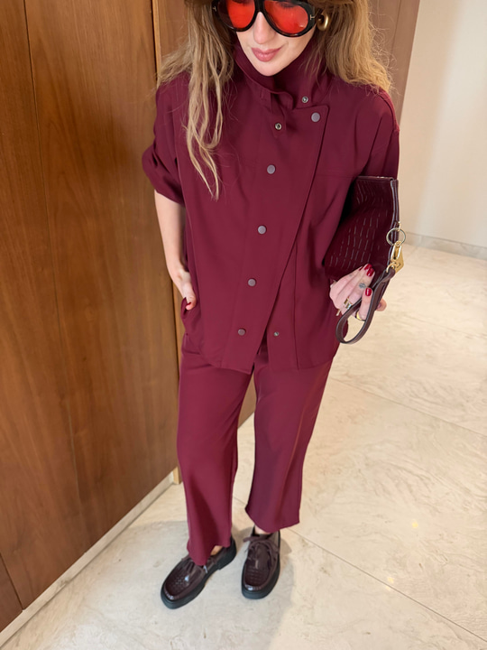 Bordo , Gömlek & Pantolon , Premium Takım