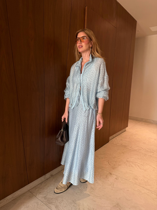 Kolları & Beli Lastikli , Bebe Mavisi , Premium Puantiyeli Takım