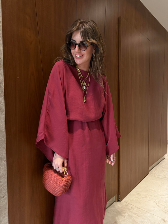 Orijinal Marka , Bağlamalı , Bordo Tencel Elbise
