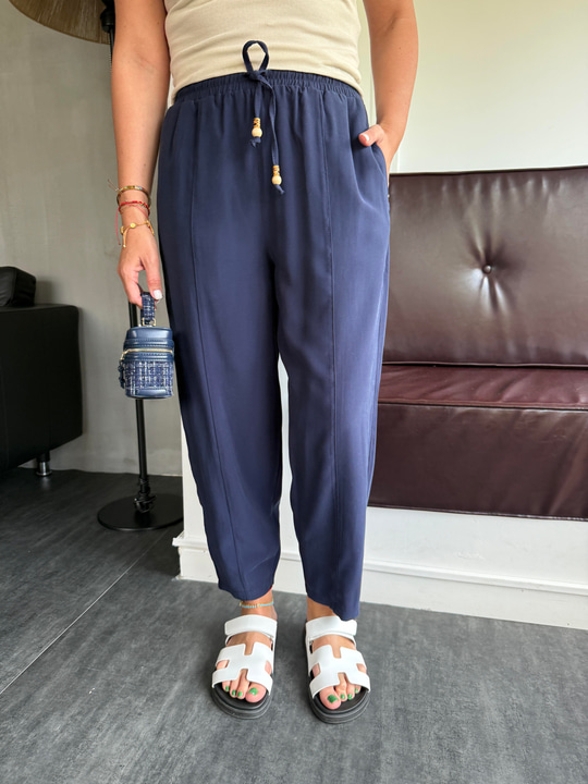 Beli Lastikli , Binici Model , Lacivert , Tencel Pantolon