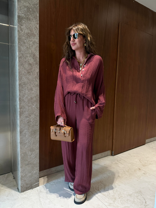 Premium , Tiril Keten Dokulu , Bordo Takım