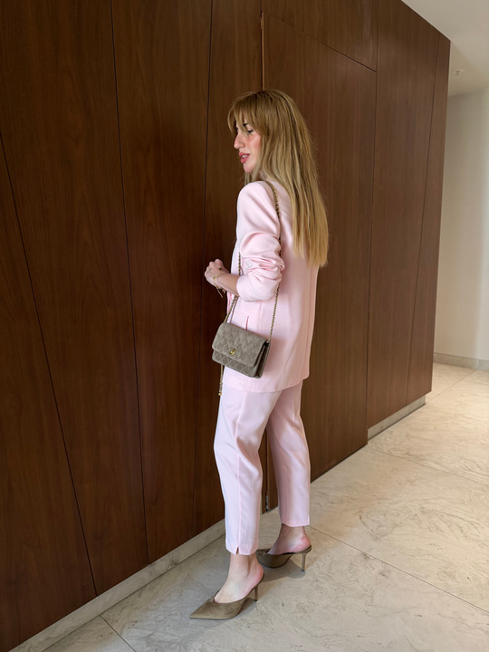 Orijinal Marka , Pembe , Blazer Ceket & Likralı Pantolon Takım