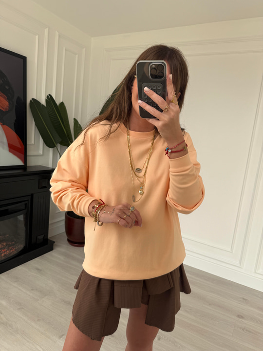 Kayısı Renk , Basic Sweatshirt