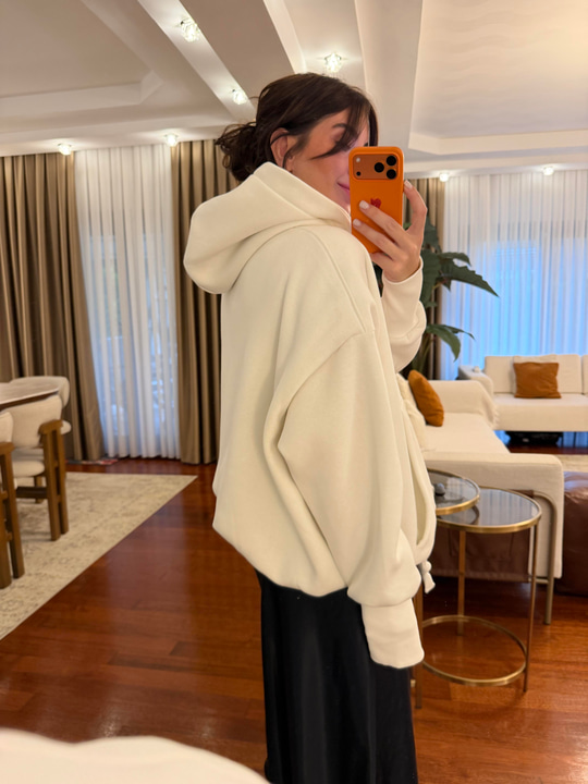 Premium Seri Mickey Logolu Beyaz Sweatshirt