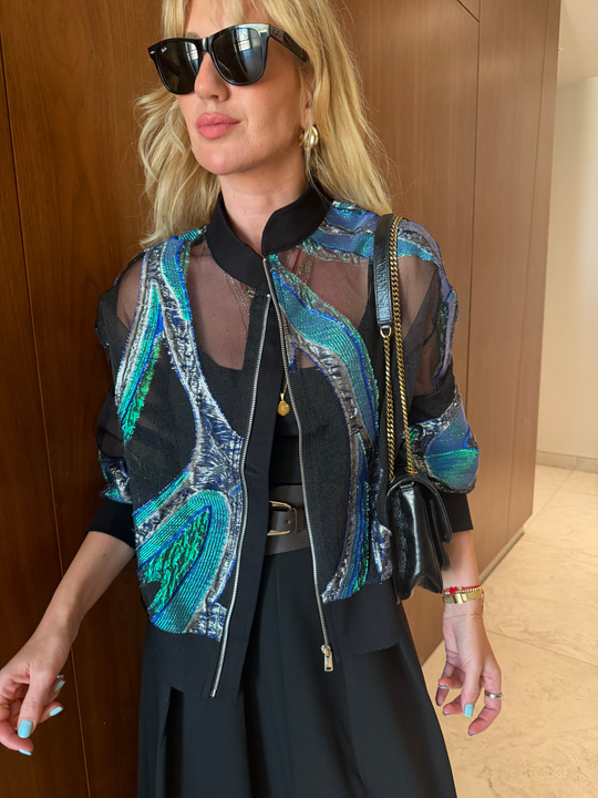 Orijinalm Model, Organze Kumaş Üzeri Jakarlı Premium Bomber Ceket