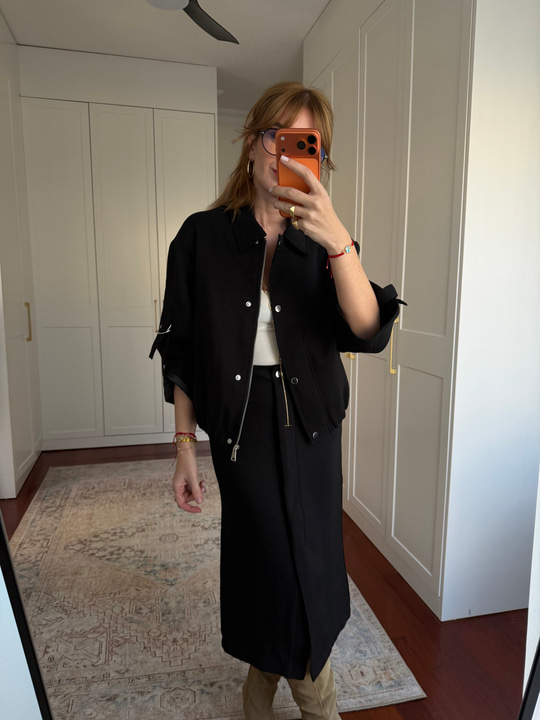 Premium Kalite , Bomber Ceket & Etek , Siyah Takım