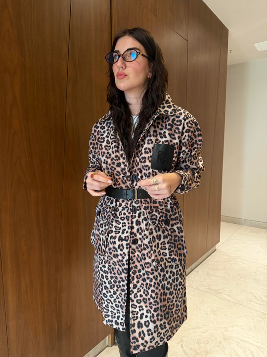 Orijinal Model , Deri Cep Aksesuarlı , Leopar Mevsimlik Mont