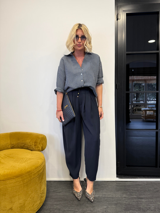 Beli Lastikli , Lacivert , Jogger Tiril Pantolon