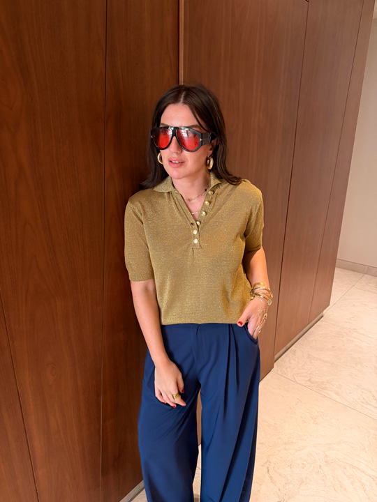Gold Parıltılı , Polo Yaka Triko