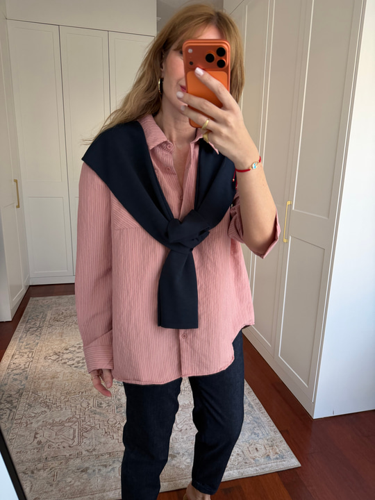 Modal Bağlama Detaylı , Pembe Gömlek