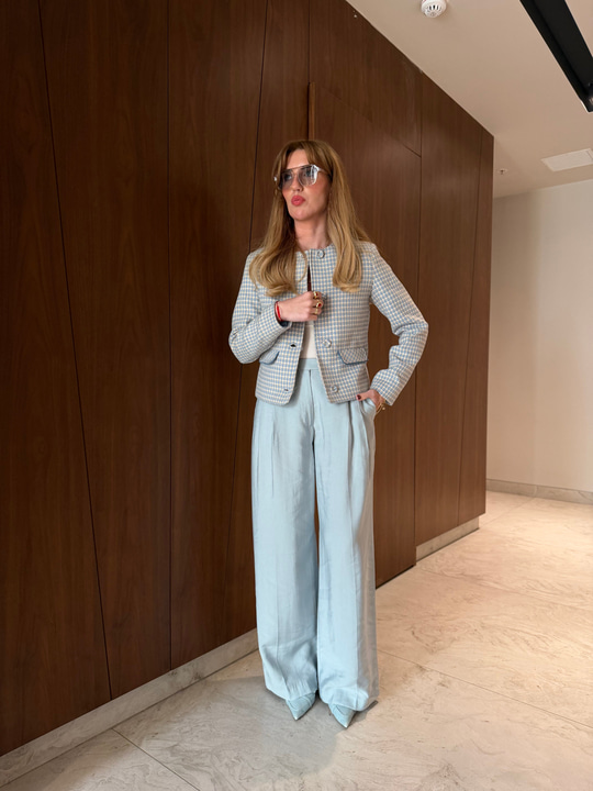 Orijinal Marka Buz Mavisi Tencel Palazzo Pantalon