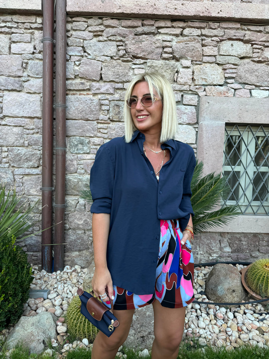 Orijinal Marka , Lacivert , Tencel Gömlek