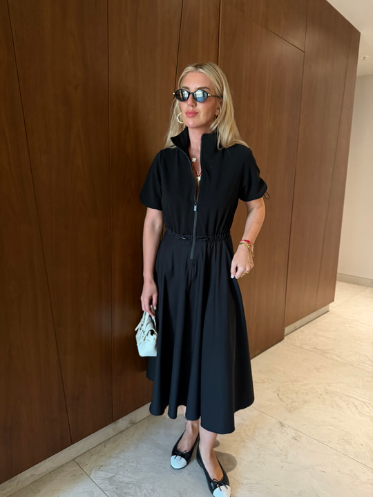 Orjinal Model , Önden Fermuarlı , Lastikli Siyah , Mix Elbise