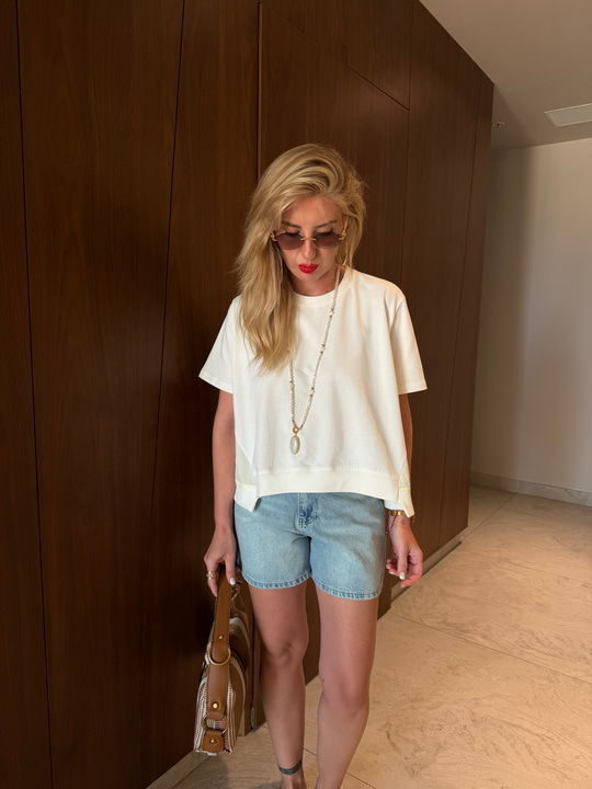 Orijinal Model, Poplin Garnilli Ekru Tasarım Bluz