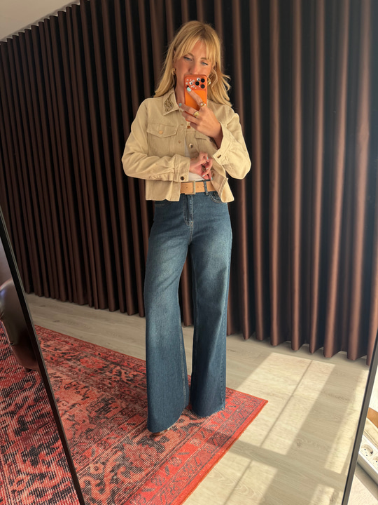 Süet Kemerli , Likralı Blue Jean