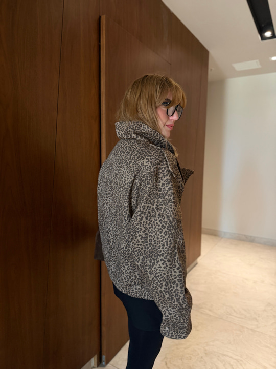 Leopar Desenli , Premium Gabardin Ceket