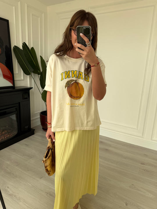 Logolu, Turuncu Desenli T-Shirt