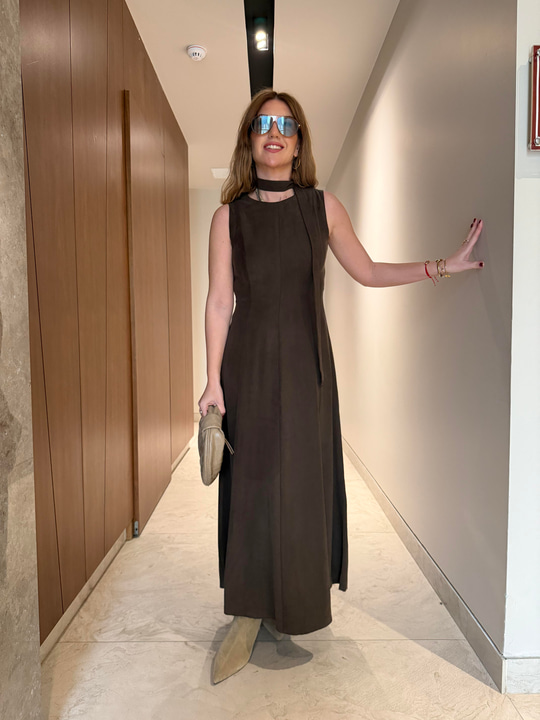 Elbise & Ceket , Acıkahve Tencel Takım