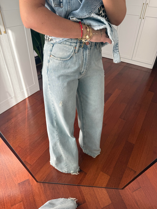 Açık Mavi , Premium , Palazzo Jean Pantolon
