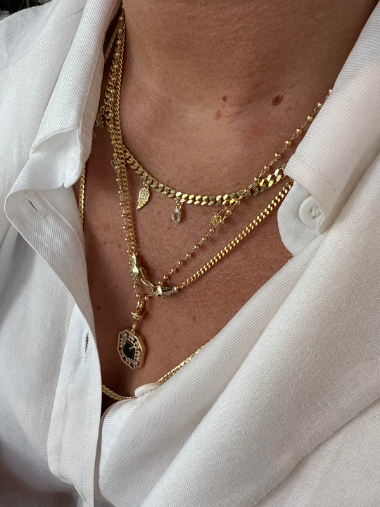 14K Kaplama , Zirkon Taşlı , Snake Head , Zincir Kolye