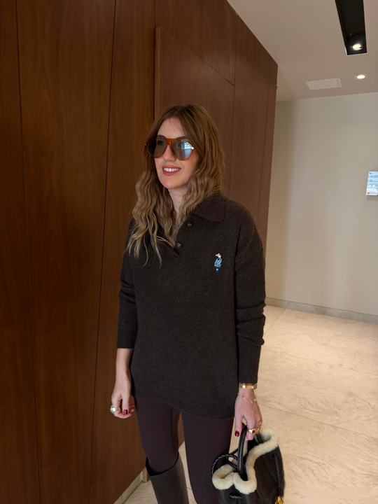 Orijinal Model , Polo Yaka , Ördek İşlemeli , Yumuşacık , Acıkahve Triko
