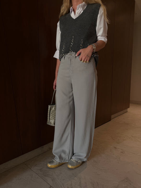 Gri , Yumuşacık Tencel Jean Pantolon