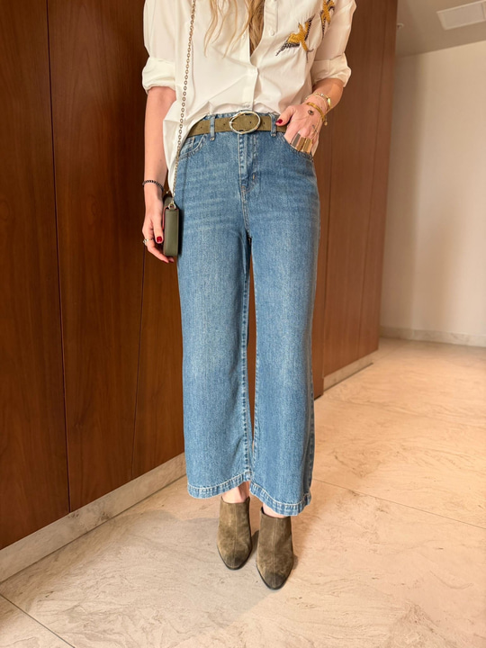 Haki Süet Kemerli , Tencel Jean Pantolon