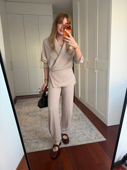 Orijinal Model , Yandan Bağlamalı , Bej Tencel Takım