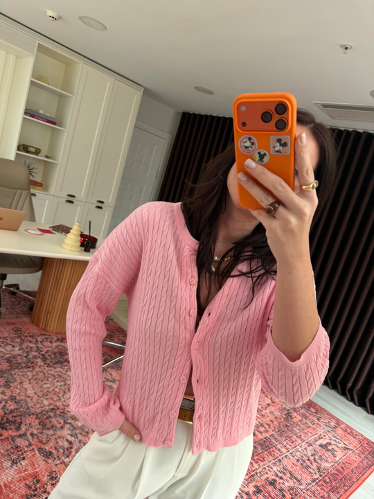 Saç Örgülü Bebe Pembesi Tiril Triko
