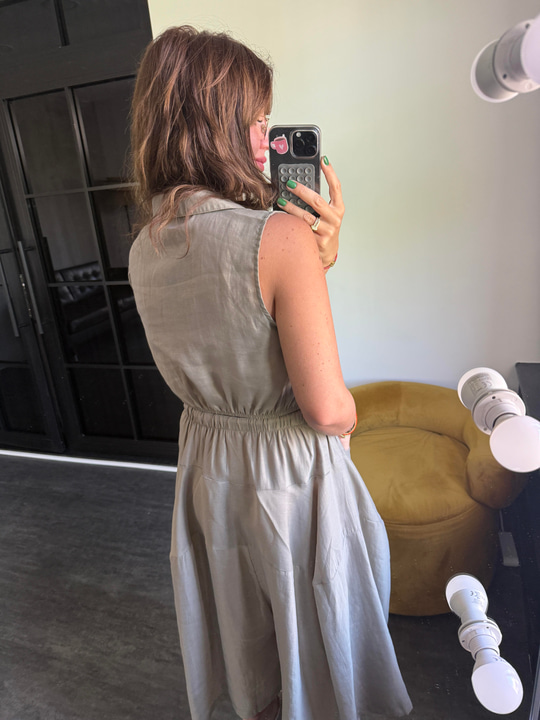 Vizon Önden Düğmeli, Arkası Lastikli Premium Tencel Yelek