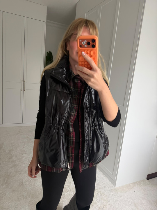Tw-st Model , İçi Ekose Gömlekli , Siyah , Premium Şişme Yelek