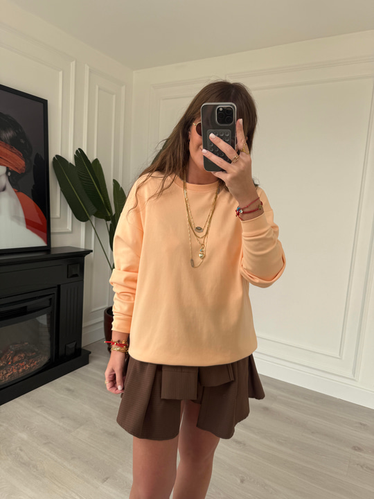Kayısı Renk , Basic Sweatshirt