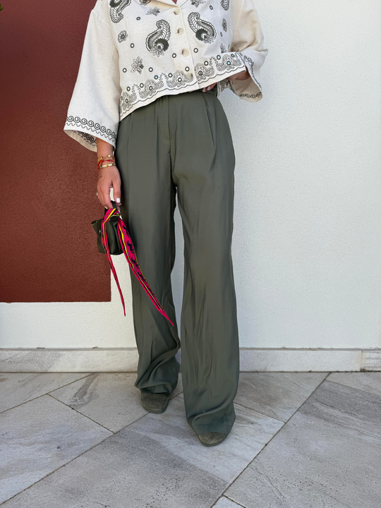 Haki , Tencel Dokulu , Palazzo Pantolon