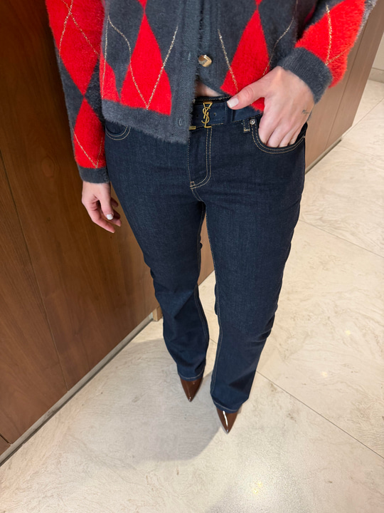 Likralı Koyu Lacivert İspanyol Paça Jean Pantolon 