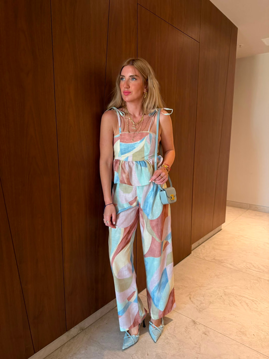 Orijinal Model , Pastel Desenli , Bluz & Pantolon Takım