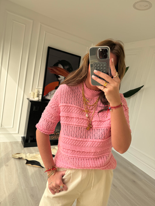 Kısa Kollu , Pembe Merserize