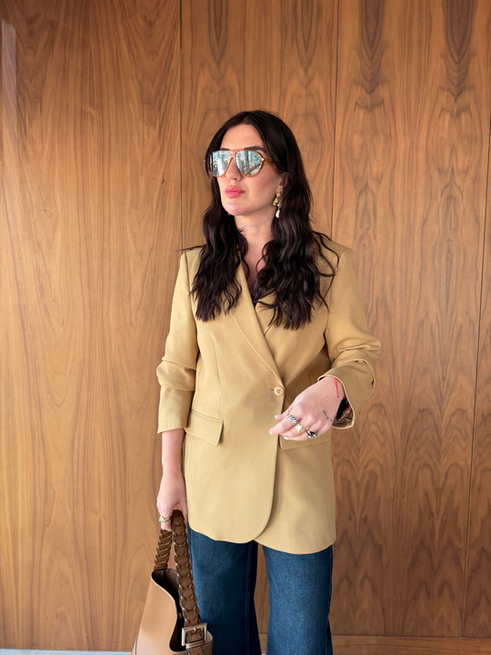 Çift Düğmeli , Kruvaze , Camel , Premium Blazer Ceket